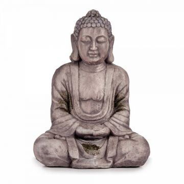 Decoratiune Buddha, Ibergarden, 25x57x42.5 cm, polirasina, gri