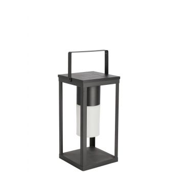 Lampa solara cu agatatoare LED Square, Bizzotto, 17 x 17 x 38 cm, otel, negru