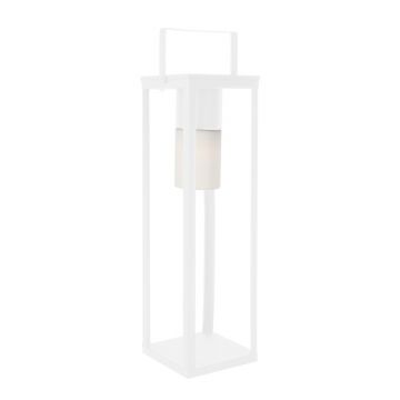 Lampa solara cu agatatoare LED Square, Bizzotto, 20 x 20 x 75 cm, otel, alb