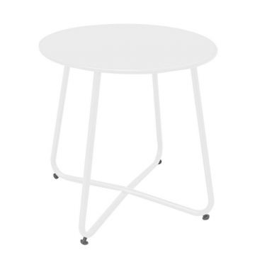 Masuta de cafea pentru gradina Luna, Ø 45 x 45 cm, otel, alb Masuta de cafea pentru gradina Luna, Ø 45 x 45 cm, otel, alb