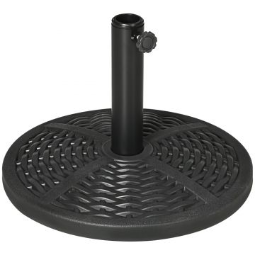 Outsunny Baza de umbrela de gradina rotunda cu efect de ratan ø45cm, baza cu greutate de 9,5 kg, negru | AOSOM RO