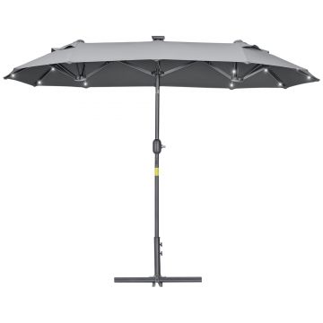 Outsunny Umbrelă de Terasă cu Două Fețe, Bază în Cruce, Sistem de Înclinare și Manivelă | Aosom Romania