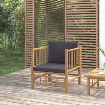 vidaXL Canapea de grădină, perne gri închis, bambus