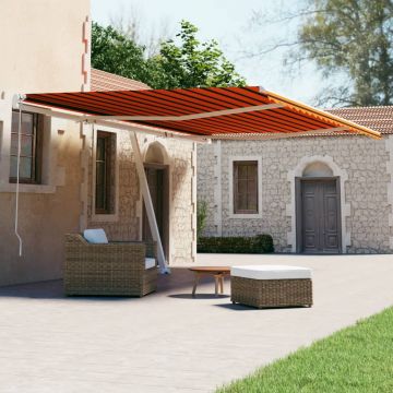 vidaXL Copertină autonomă retractabilă automat oranj/maro 500x300 cm