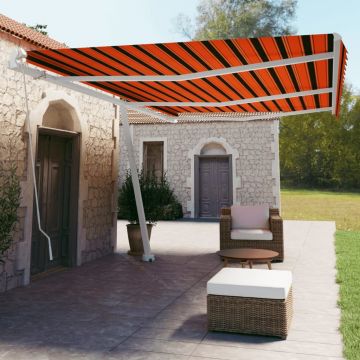 vidaXL Copertină autonomă retractabilă manual, oranj/maro, 600x350 cm