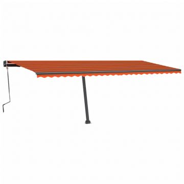vidaXL Copertină retractabilă manual, LED, portocaliu/maro, 600x350 cm