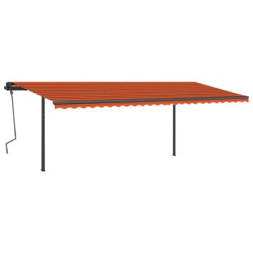 vidaXL Copertină retractabilă manual, LED, portocaliu/maro, 6x3,5 cm