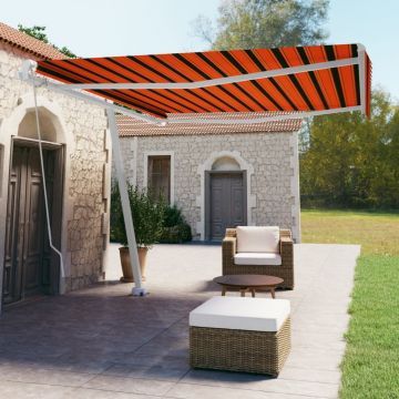 vidaXL Copertină retractabilă manual, portocaliu și maro, 400x350 cm