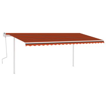 vidaXL Copertină retractabilă manual, portocaliu și maro, 5x3,5 m