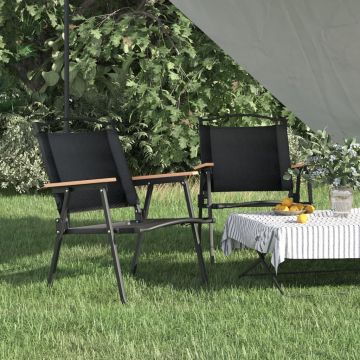 vidaXL Scaune de camping, 2 buc., negru, 54x55x78 cm, țesătură Oxford
