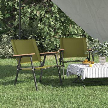 vidaXL Scaune de camping, 2 buc., verde, 54x55x78 cm, țesătură Oxford