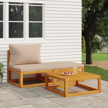 vidaXL Set mobilier de grădină cu perne, 3 piese, lemn masiv acacia