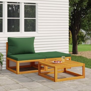 vidaXL Set mobilier de grădină cu perne, 3 piese, lemn masiv acacia