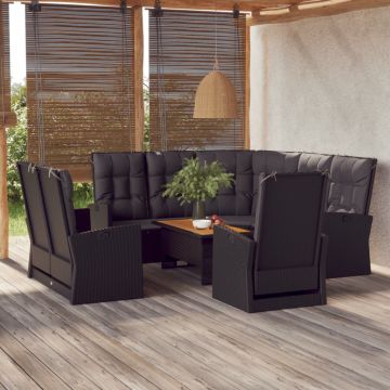 vidaXL Set mobilier relaxare grădină 4 piese cu perne poliratan negru