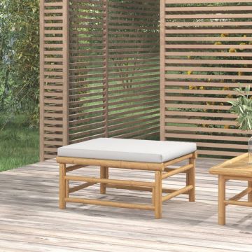 vidaXL Taburet de grădină, pernă gri deschis, bambus