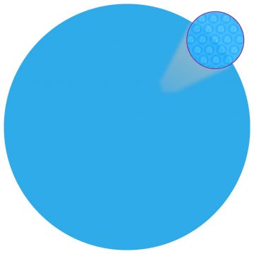 Folie solară rotundă din PE pentru piscină, 488 cm, albastru