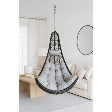 Leagan terasa/living Vigo, Heinner, 80x102x124/195 cm, otel/ratan sintetic, negru