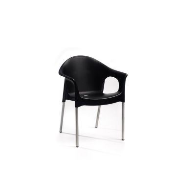 Scaun de grădină negru din plastic Lisa - Rojaplast