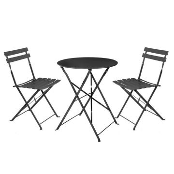 Set mobilier de gradina 3 piese Sira, 60 x 60 x 71 cm, otel, grafit