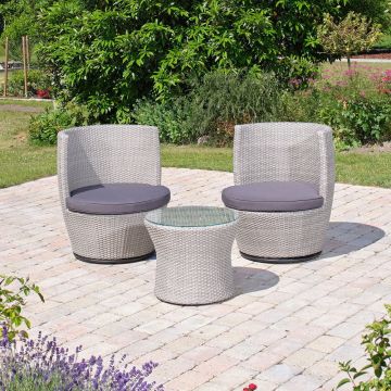 Set mobilier de grădină gri din ratan artificial pentru 2 persoane Larvik - Bonami Selection