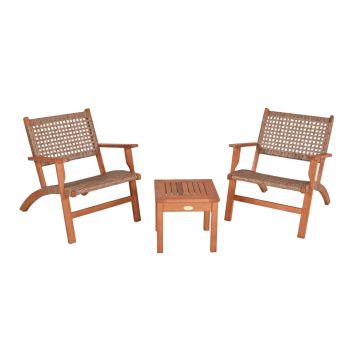 Set mobilier de grădină natural din lemn masiv de eucalipt pentru 2 persoane Sonora - Garden Pleasure