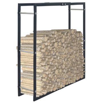 vidaXL Rastel pentru lemne de foc, negru, 100x25x100 cm, oțel