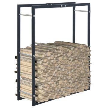 vidaXL Rastel pentru lemne de foc, negru, 80x25x100 cm, oțel