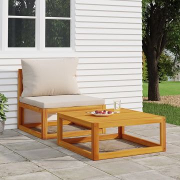vidaXL Set canapea de grădină, 2 piese, cu perne, lemn masiv de acacia