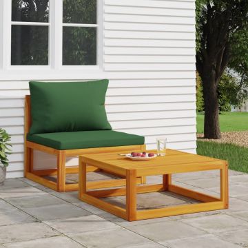 vidaXL Set canapea de grădină, 2 piese, cu perne, lemn masiv de acacia
