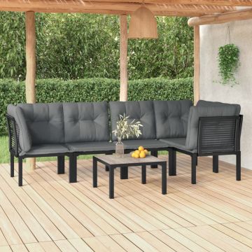 vidaXL Set mobilier de grădină, 6 piese, negru și gri, poliratan