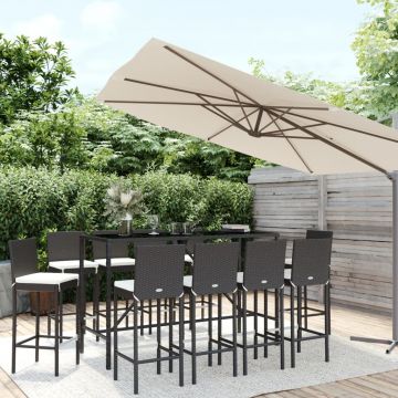 vidaXL Set mobilier de grădină cu perne, 11 piese, negru, poliratan