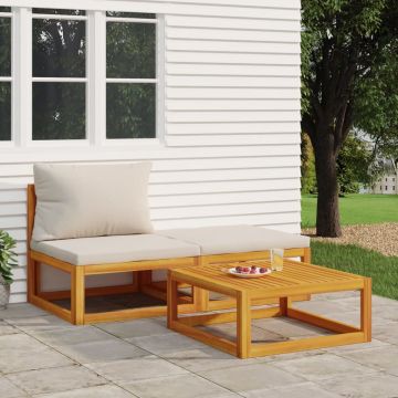 vidaXL Set mobilier de grădină cu perne, 3 piese, lemn masiv acacia