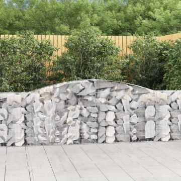 vidaXL Coșuri gabion arcuite 15 buc, 400x30x100/120 cm fier galvanizat