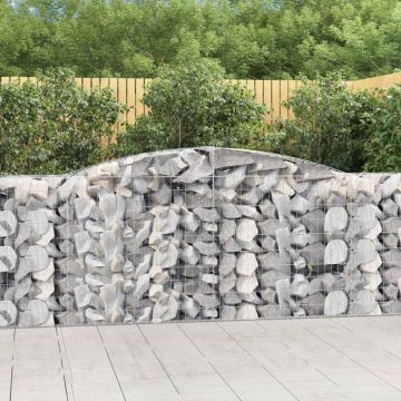 vidaXL Coșuri gabion arcuite 15 buc, 400x50x100/120 cm fier galvanizat