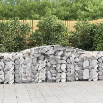 vidaXL Coșuri gabion arcuite 15 buc, 400x50x80/100 cm, fier galvanizat