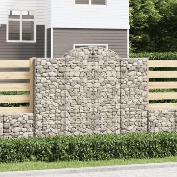 vidaXL Coșuri gabion arcuite 2 buc, 200x30x160/180 cm, fier galvanizat