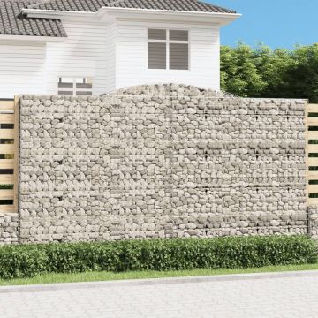 vidaXL Coșuri gabion arcuite, 3 buc, 400x30x220/240cm, fier galvanizat