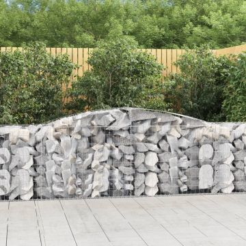 vidaXL Coșuri gabion arcuite 3 buc, 400x50x80/100 cm, fier galvanizat