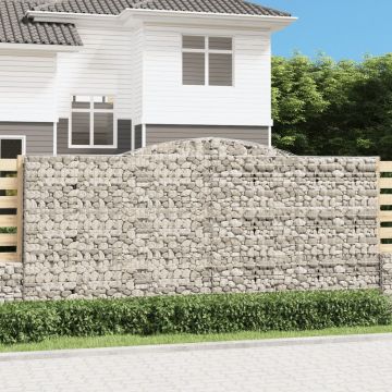 vidaXL Coșuri gabion arcuite 4 buc, 400x50x180/200 cm, fier galvanizat