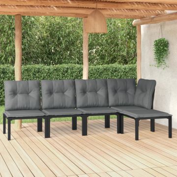 vidaXL Set mobilier de grădină, 5 piese, negru/gri, poliratan