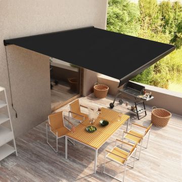 vidaXL Copertină manuală tip casetă, antracit, 450 x 300 cm