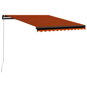 vidaXL Copertină retractabilă manual LED portocaliu și maro 300x250 cm