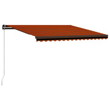 vidaXL Copertină retractabilă manual, LED, portocaliu/maro, 400x300 cm