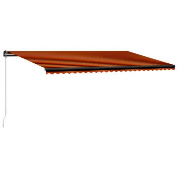 vidaXL Copertină retractabilă manual LED, portocaliu/maro, 600x300 cm