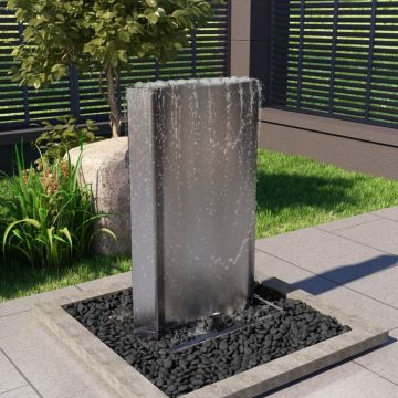 vidaXL Fântână de grădină, argintiu, 60,2x37x122,1 cm, oțel inoxidabil
