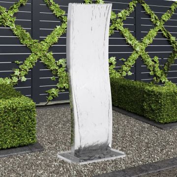 vidaXL Fântână de grădină cu pompă, 130 cm, oțel inoxidabil, curbat