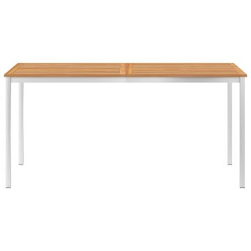 vidaXL Masă de grădină 160x80x75cm lemn masiv de tec & oțel inoxidabil vidaXL Masă de grădină 160x80x75cm lemn masiv de tec & oțel inoxidabil