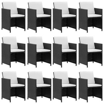 vidaXL Set mobilier de exterior cu perne, 13 piese, negru, poliratan