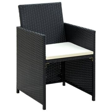 vidaXL Set mobilier de grădină cu perne, 4 piese, negru, poliratan