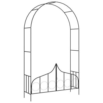 Arcada de gradina cu poarta, negru, 138x40x238 cm, fier